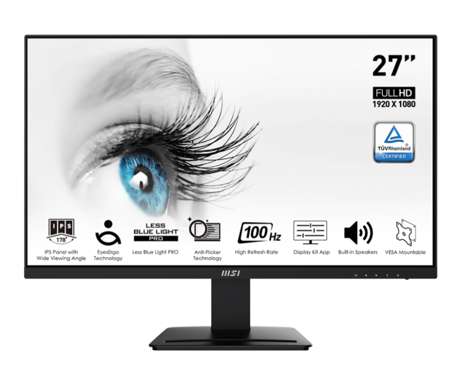  <b>27" Monitor:</b> 27" IPS Full HD LED Monitor - 1920x1080 16:9, 100Hz, 4ms GTG, Anti-Glare, Speakers 2x 3W, VESA 75x75, 1x HDMI/ 1x DP/ 1x VGA  