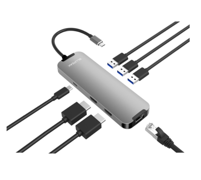  USB-C Type-C to Multi-Port Adapter - USB-C, 2x HDMI, 2x USB, 1x RJ45, 1x USB-C PWR PASS  