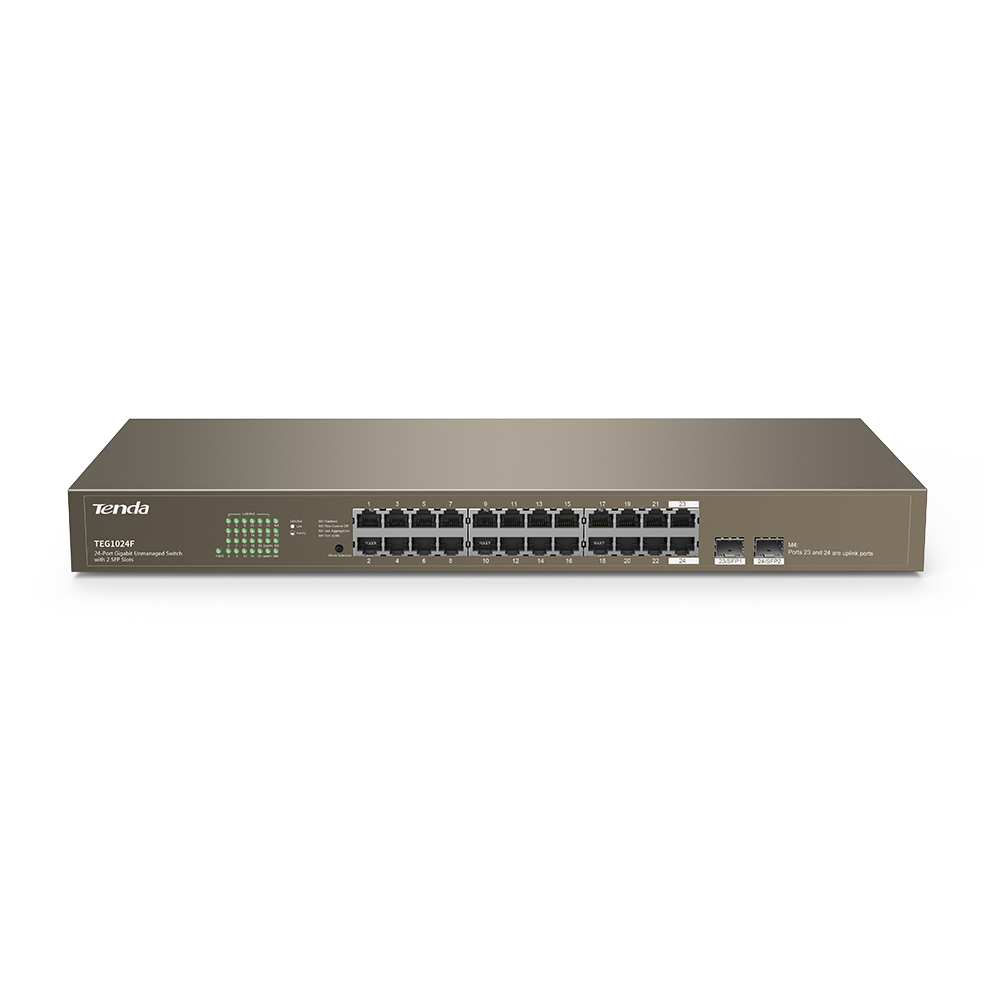  24-Port Gigabit Unmanaged Switch with 2 SFP Slots, Wall mounting: support, Rack mounting: support  