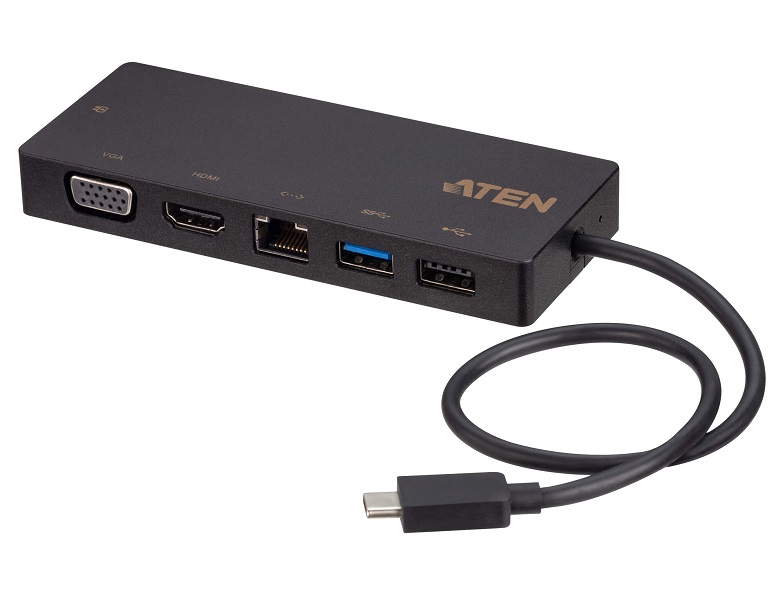  USB-C Type-C Single-View Multiport Mini Dock. HDMI/VGA, Single View:3840*2160@30, 1x USB3.1 with power pass through  