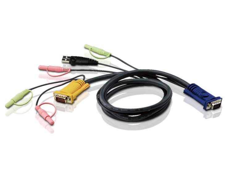  5M USB KVM Cable with 3 in 1 SPHD and Audio  
