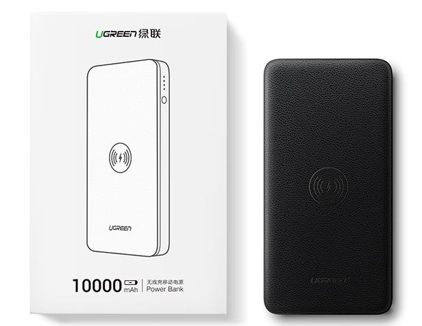  Power Bank: 10000mAh - Power Bank With 10W QI Wireless Charging Pad, USB Output 5V 2A - Black  