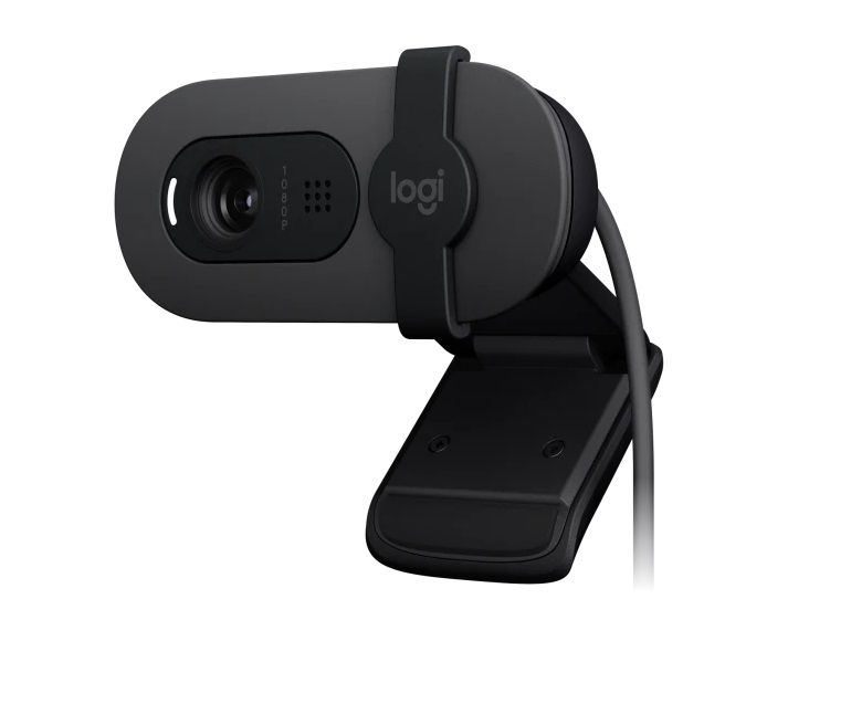  Webcam: Brio 100 Full HD 1080p with auto-light balance integrated privacy shutter and built-in mic - Graphite  