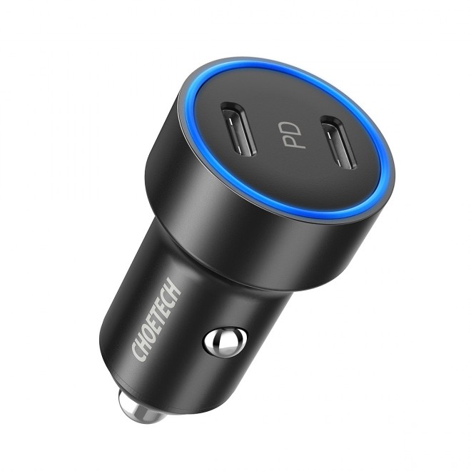 Dual Port PD 40W USB Type-C Car Charger Adapter Black  