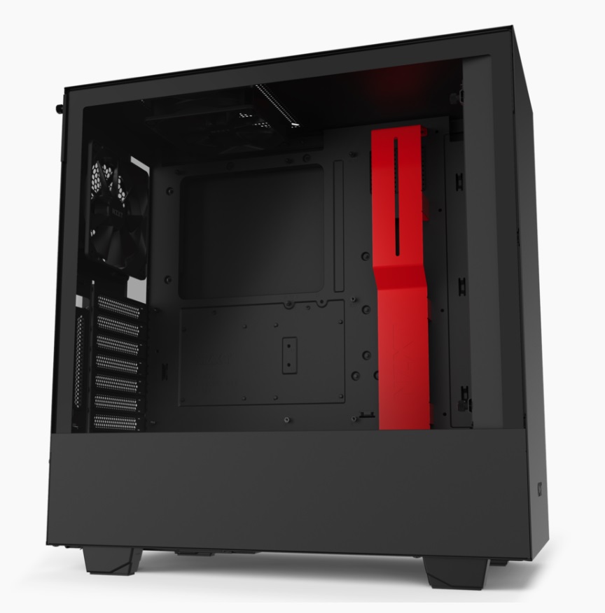  <b>Mid-Tower Case</b>: H510i - Matte Black/Red<BR>2x 120mm Fans, 1x USB 3.1, 1x USB Type-C, Tempered Glass Side Panel, RGB-LED Lighting, Supports: ATX/mATX/mini-ITX  