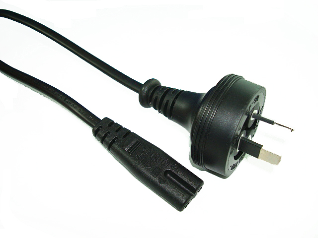  Power Cable: 3 PIN AUS Mains (MALE) - 2 PIN Power (IEC C7 FEMALE) 0.5m--1.8m  
