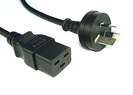  Power Cable: 3 PIN AUS Mains (MALE) - IEC C19 Power Cable 10A (FEMALE) 2M  