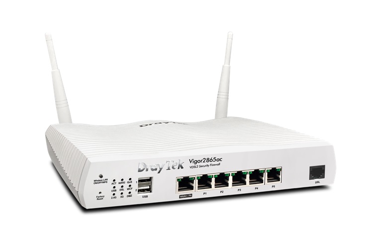  Multi WAN Router with VDSL2 35b/ADSL2+, 1 x GbE WAN/LAN, and 3G/4G USB WAN port for Load Balancing and Fail-over, 5 x GbE LANs, Object-based SPI Firewall, CSM, QoS, 802.11ac (AC1300) WiFi, 32 x VPNs, 16 x SSL VPNs, and support VigorACS 2  