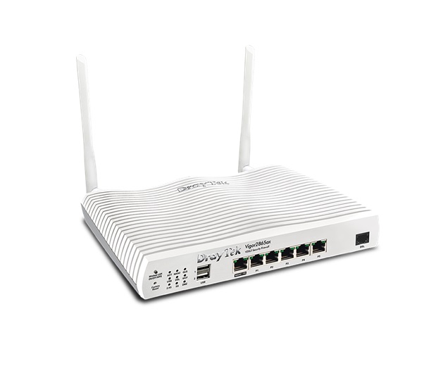  Multi WAN Router with VDSL2 35b/ADSL2+, 1 x GbE WAN/LAN, and 3G/4G USB WAN port for Load Balancing and Fail-over, 5 x GbE LANs, Object-based SPI Firewall, CSM, QoS, 802.11ax (AX2300) WiFi, 32 x VPNs, 16 x SSL VPNs, and support VigorACS 2/3  