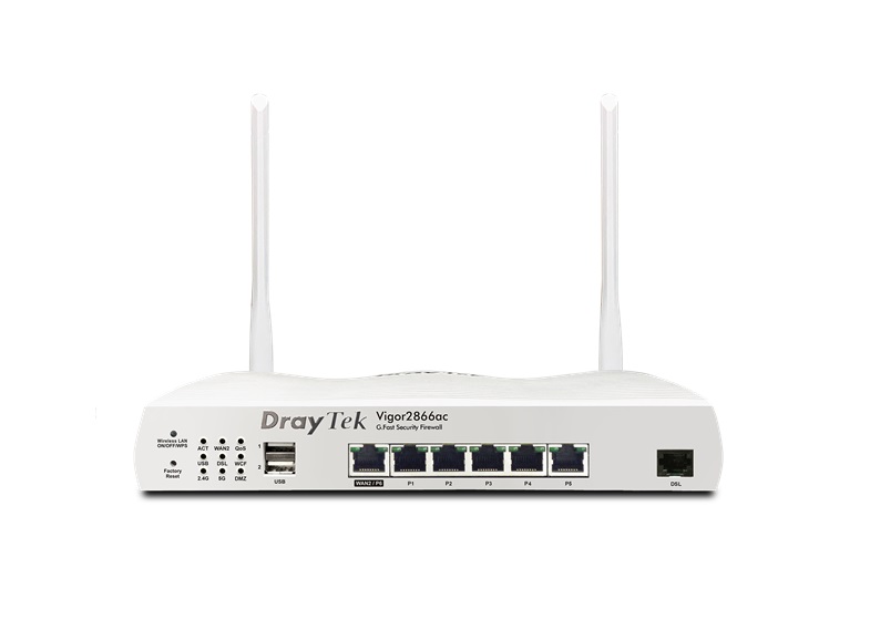  Multi WAN Router with VDSL2 35b/G.Fast, 1 x GbE WAN/LAN, and 3G/4G USB WAN port for Load Balancing and Fail-over, 5 x GbE LANs, Object-based SPI Firewall, CSM, QoS, 802.11ac (AC1300) WiFi, 32 x VPNs, 16 x SSL VPNs, and support VigorACS 2/3  