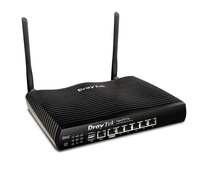  Multi WAN Router with 1 x GbE WAN, 1 x GbE WAN/LAN, and 3G/4G USB WAN port for Load Balancing and Fail-over, 5 x GbE LANs, Object-based SPI Firewall, CSM, QoS, 802.11ax (AX2300) WiFi, 50 x VPNs, 25 x SSL VPNs, and support VigorACS 2  
