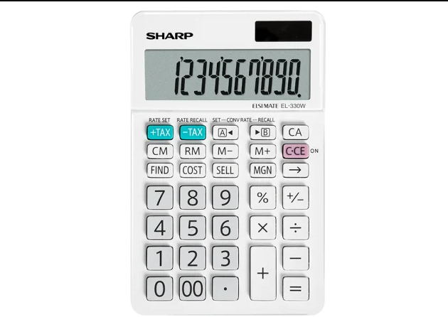  10 Digit Angled Business Calculator - White  