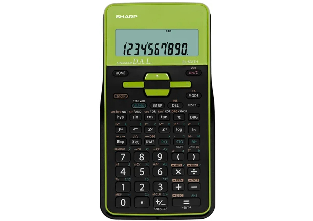  Scientific Calculator - Green/ Black - Large, high resolution, 2 line LCD screen with upper 12 digit  