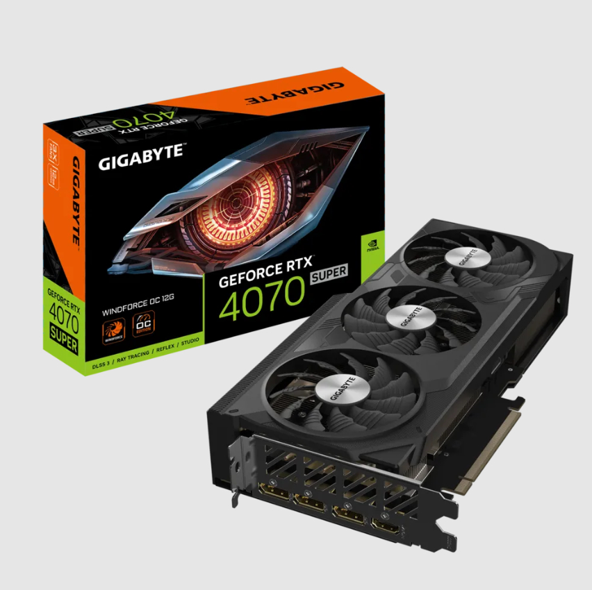  nVIDIA GeForce RTX4070 SUPER WINDFORCE3 OC 12G<br>Core Clock: 2505MHz, 1x HDMI/ 3x DP, Max Resolution: 7680 x 4320, 1x 16-Pin Connector, Recommended: 700W  