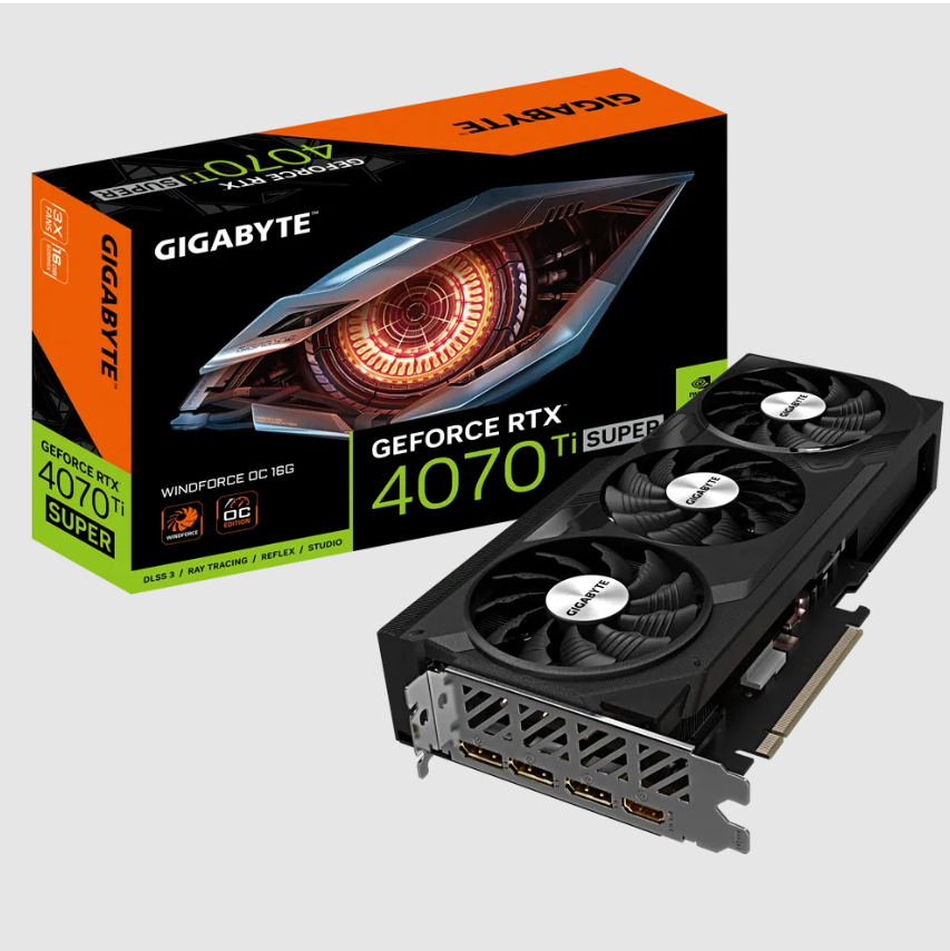  nVIDIA GeForce RTX 4070 Ti SUPER WINDFORCE 3 OC 16G<br>Clock: 2625 MHz, 1x HDMI/ 3x DP, Max Resolution: 7680 x 4320, 1x 16-Pin Connector, Recommended: 750W  