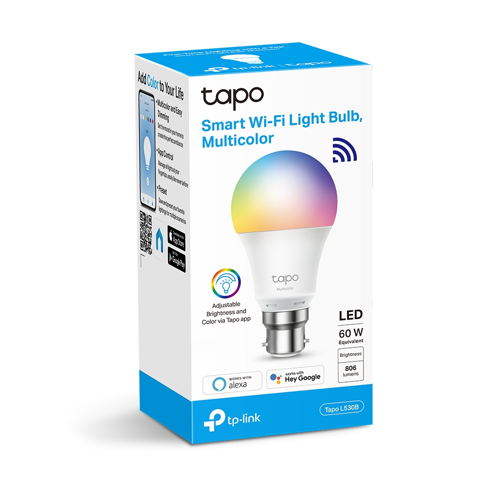  <b>B22</b> Tapo L530B <br>Smart Wi-Fi Light Bulb, Multicolor, 60W equivalent  