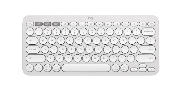  <b>Bluetooth Keyboard:</b> K380S Pebble Keys 2 - White<br>Slim Minimalist Bluetooth Keyboard with Customizable Keys  