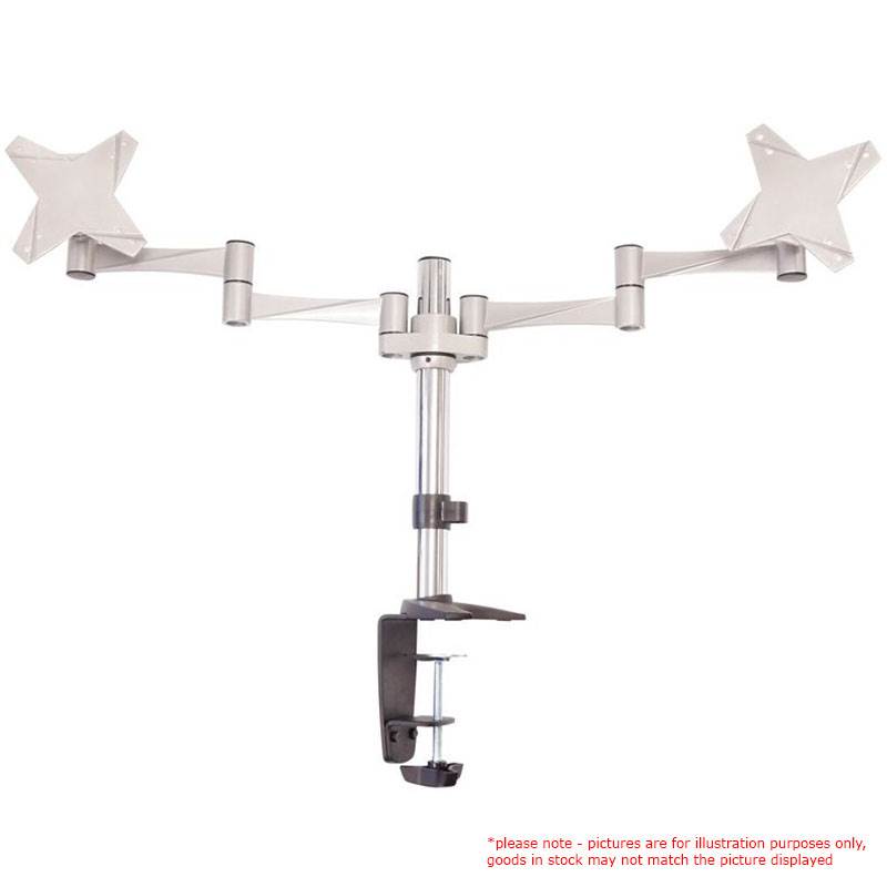  Astrotek Dual Monitor Arm Desk Mount Height Adjustable Stand for 2x LCD Display 13"-27" 8kg, Tilt /Swivel /Pivot VESA 75x75 & 100x100 - Silver  