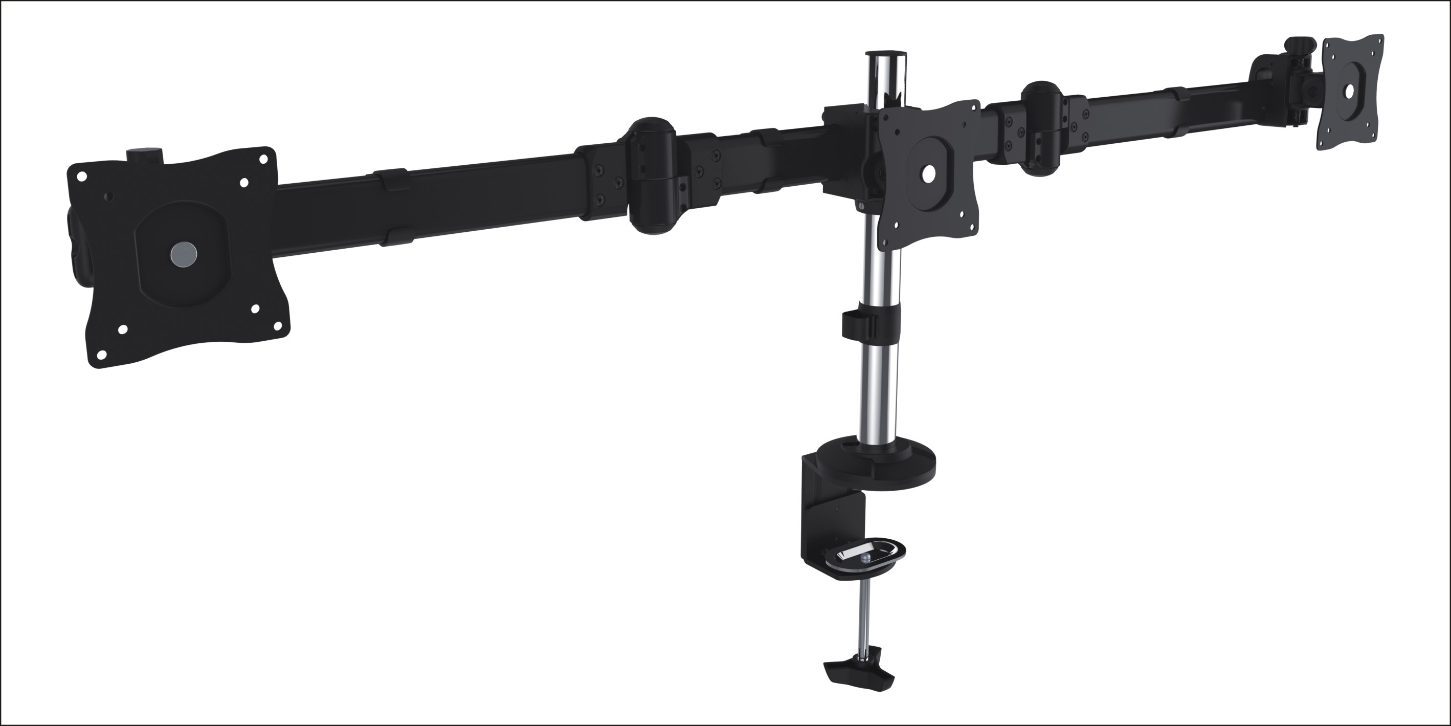  Triple Monitor Arm Mounts with Desk Clamp VESA 75/100mm Up to 27" Monitors Up to 8kg per screen VESA 75x75/100x100  