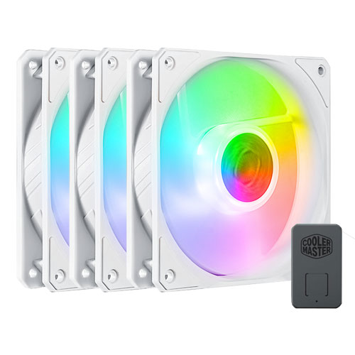 120mm Fan: SickleFlow 120 ARGB - White (3-Pack)<br> 120mm ARGB PWM, 650-1800 RPM, 8-27 dBA, RGB Controller Included  