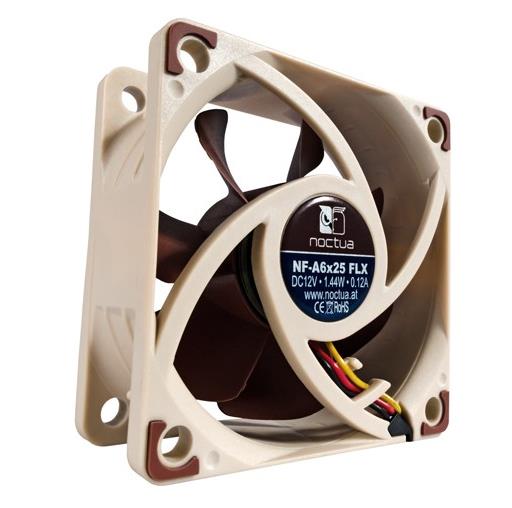  60mm Fan: Noctua A-Series A6x25-FLX<br>60mm 3-Pin Fan, 3000 RPM, 17.2 dB(A)  