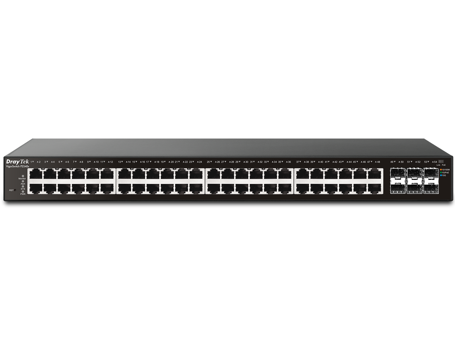 Managed POE Switch: 54 Ports - 48 ports GbE/PoE+ (400W) L2+ Managed Gigabit Switch with 6 x 10GbE SFP+ slots, and 1 x Console port  