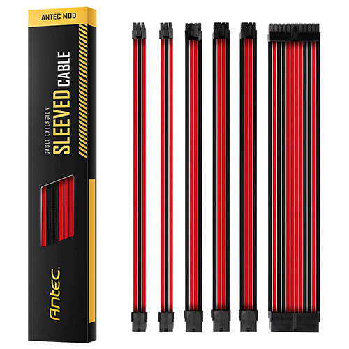  PSU Sleeved Extension Cable Kit V2 - Red/Black  