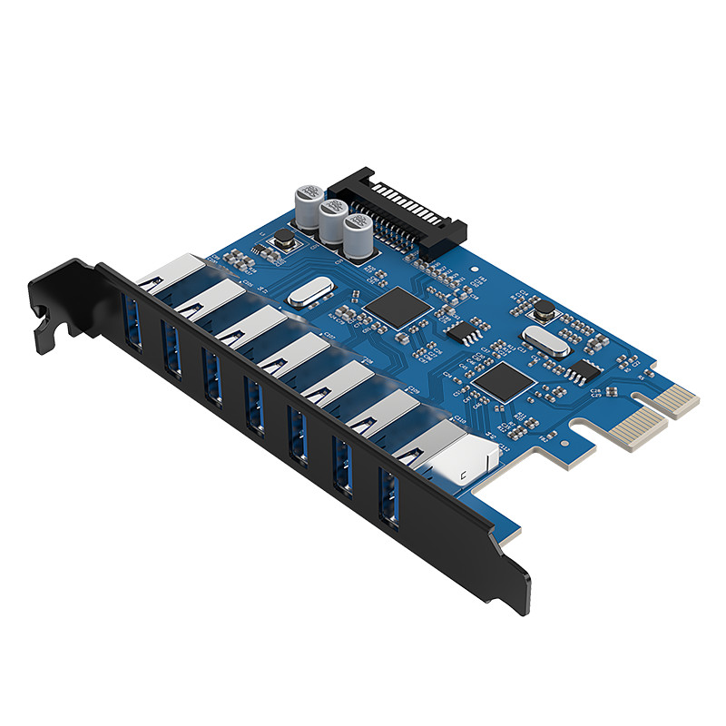  7 Ports USB3.0 PCI-Express x1 Expansion Card Adapter  
