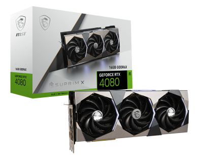  nVIDIA GeForce RTX4080 16G GDDR6X SUPRIM X<br>Extreme Mode: 2640 MHz, 1x HDMI/ 3x DP, Max Resolution: 7680 x 4320, 1x 16-Pin Connector, Recommended: 850W  
