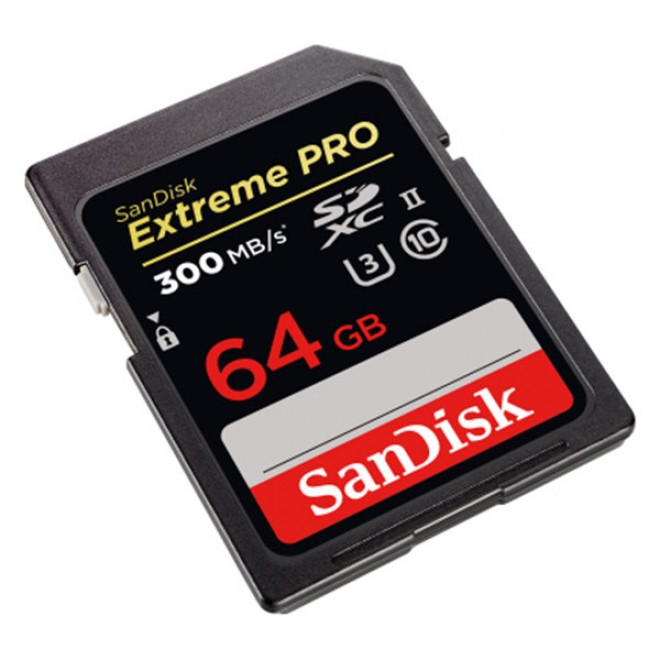  Extreme Pro SDXC, SDXPK 64GB, U3, C10, UHS-II, 300MB/s R, 260MB/s W, 4x6, Lifetime Limited  