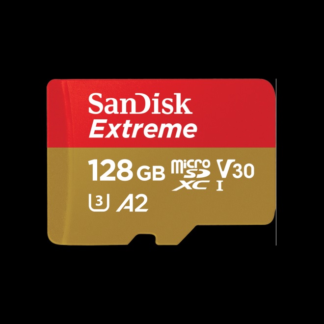  MICRO SD: 128GB Extreme microSDXC UHS-I Card R 190mb/s, W 90mb/s  