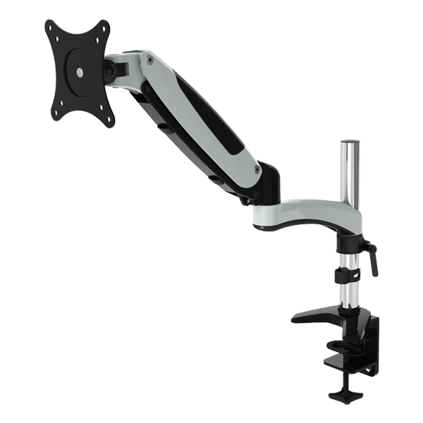  Gas Spring Aluminium Single LCD Monitor Arm with Desk Clamp support up to 27", Tilt '-90~+85, Swivel 180, VESA 75/100  