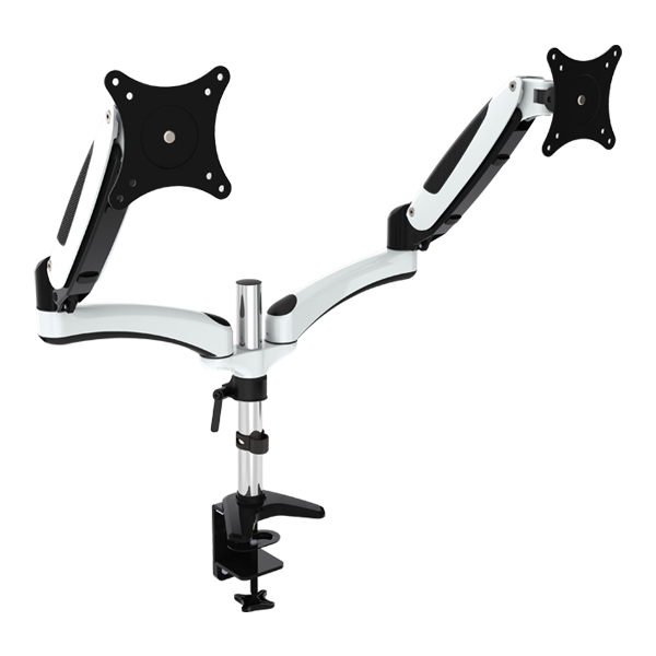  Gas Spring Aluminium Dual LCD Monitor Arm with Desk Clamp support up to 27"0-8kg, Tilt '-90~+85, Swivel 180, VESA 75/100  
