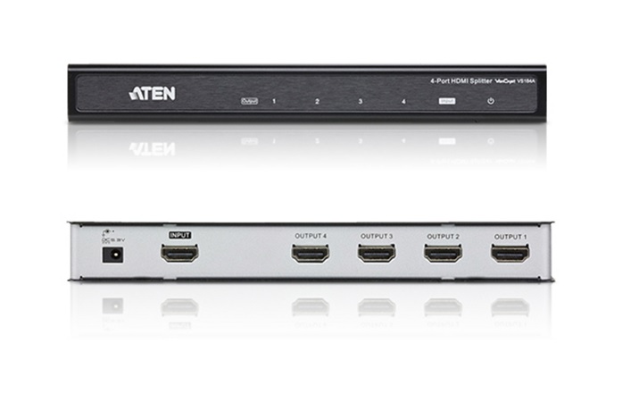  4 Port HDMI 4K Video Splitter (1 in : 4 Out), HDCP 1.4. Up to 4096 x 2160 / 3840 x 2160 @ 60Hz (4:4:4)  
