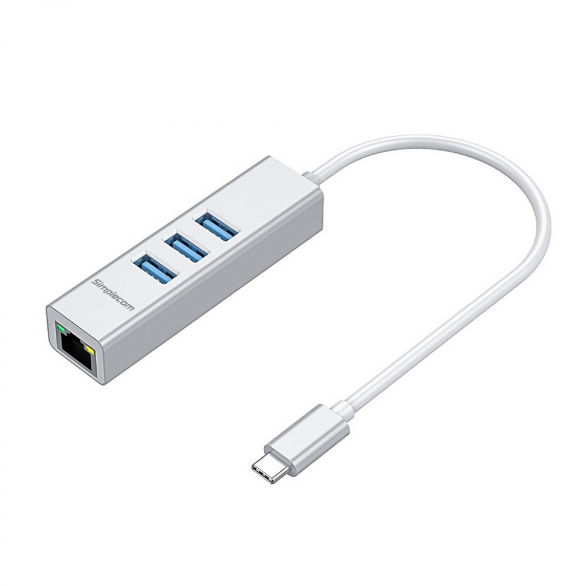  Aluminium USB-C Type-C to 3 Port USB HUB with Gigabit Ethernet Adapter Silver  