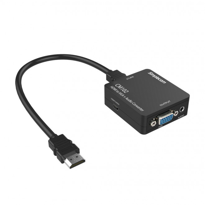  HDMI to VGA + Audio 3.5mm Stereo Converter Adapter Power by USB Cable  