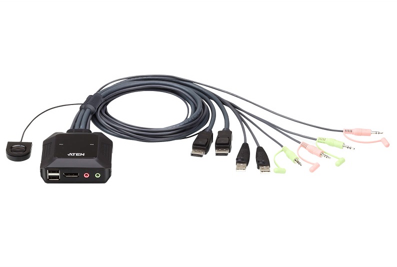  2 Port USB 2.0 DisplayPort Cable KVM Switch with Audio. Support 2560x1600@60Hz, DP 1.2, DP++  