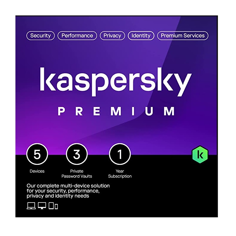  Kaspersky <b>Premium:</b> 5 Device  1 Year Subscription (Physical Card) - PC/Mac<BR><font color='red'>(Email Key Option Available)</font>  