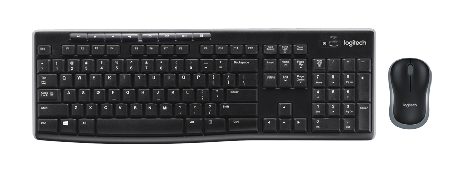  <b>Keyboard & Mouse:</b> MK270R, Media Wireless Combo - Black  