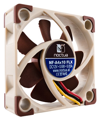  40mm Fan: Noctua A-Series A4x10-FLX<br>40mm 3-Pin Fan, 4500 RPM, 17.9 dB(A)  