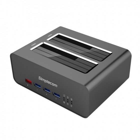  USB 3.0 to Dual SATA Aluminium Docking Station with 3-Port Hub and 1 Port 2.1A USB Charger  
