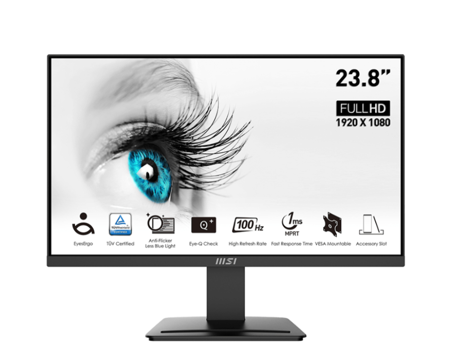  <b>23.8" Monitor:</b> 23.8" VA Full HD LED Monitor - 1920x1080 16:9, 100Hz, 4ms GTG, Anti-Glare, VESA 75x75, 1x HDMI/ 1x DP  