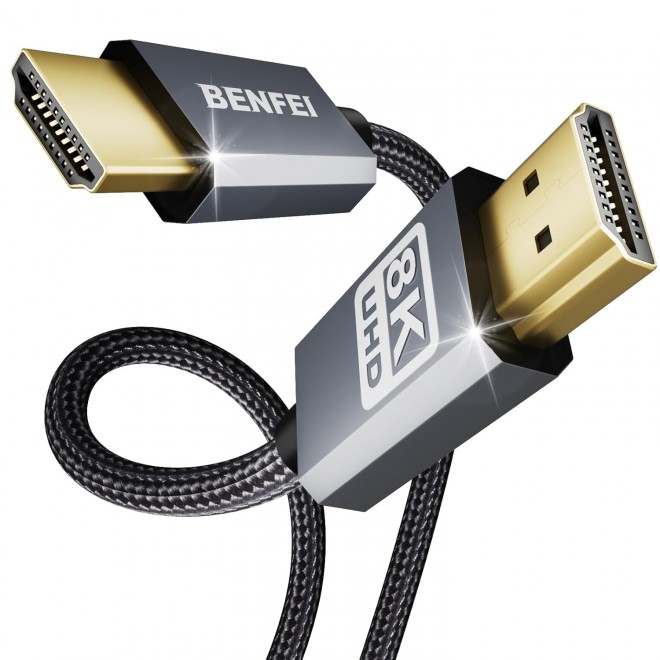  8K V2.1 HDMI Male to HDMI Male Cable, Aluminum Shell Nylon Braided Certified Ultra High Speed 1M  
