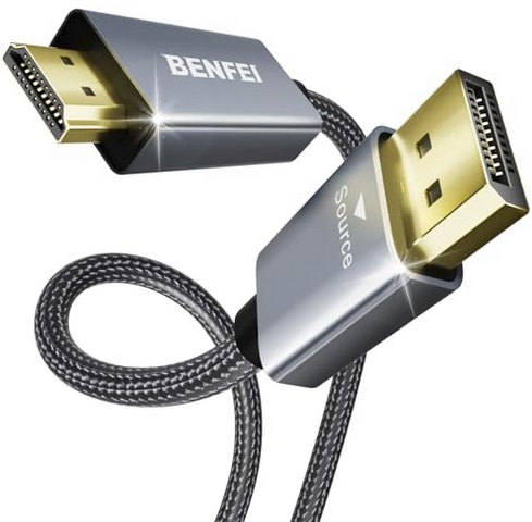  4K DisplayPort to HDMI 1.8M Cable - Aluminum Shell, Nylon Braided Cable  