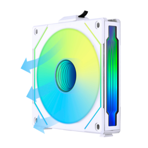  120mm Fan: SL120 Infinity Reverse Blade UNI Fan - White (1-Pack)<br>120mm ARGB PWM, 200-2100 RPM, 32 dB(A)  