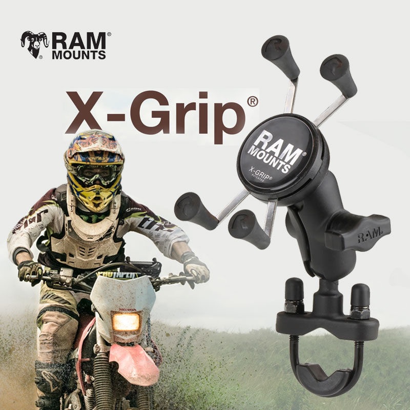  RAM Handlebar Rail Mount With Zinc Coated U-Bolt Base And Universal X-Grip Phone Cradle  