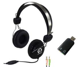  Stereo Headset with Inline Microphone plus USB Audio Adapter with 3.5mm Headphone and Microphone Jack  