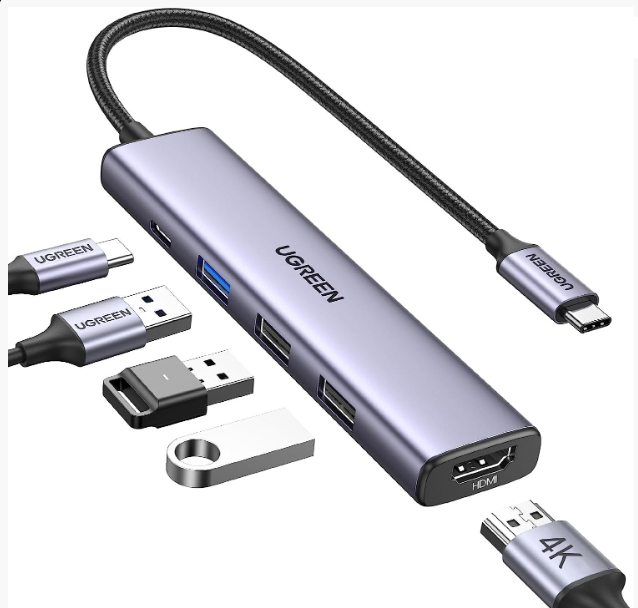  USB Type-C Hub, 5-in-1 USB-C Hub with 4K HDMI, 100W Power Delivery  
