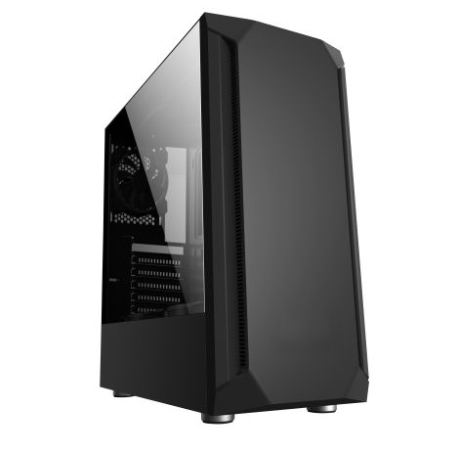  Mid-Tower Case: Astra Graviton - Black<br>2x USB 2.0 + 1x USB 3.0, Tempered Glass Side Panel, Supports: ATX/mATX/mini-ITX  