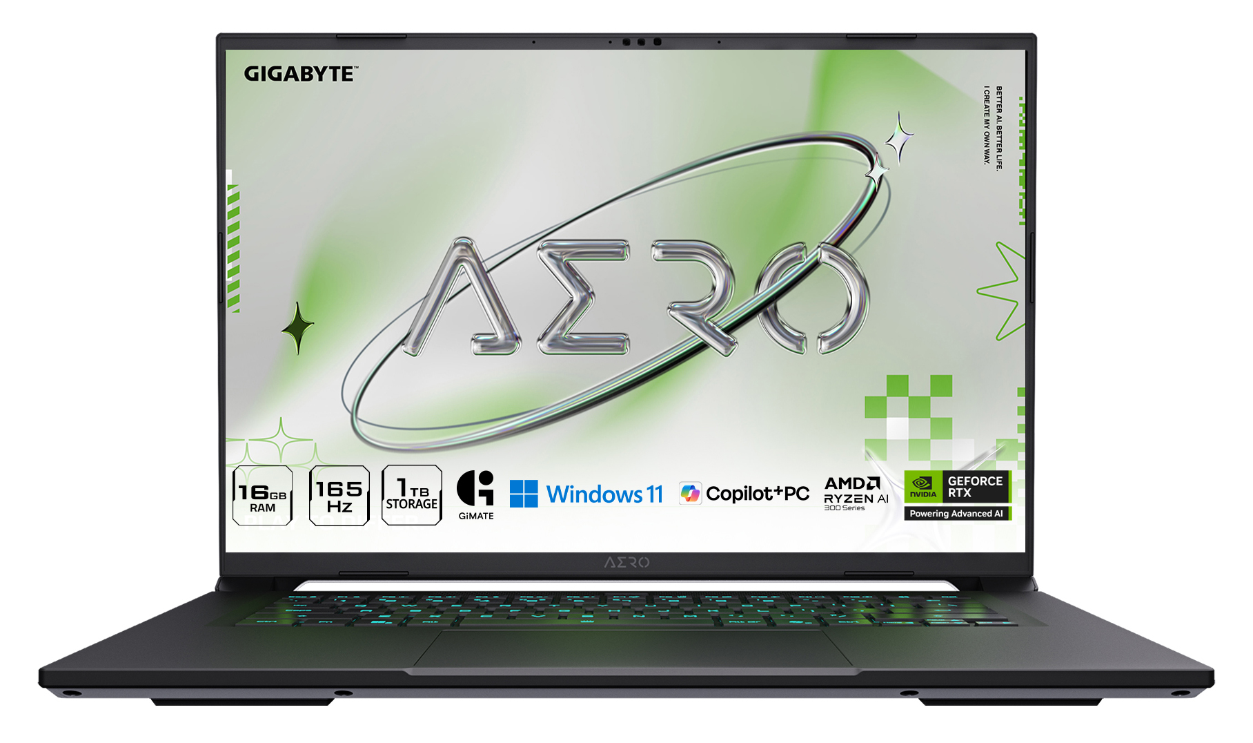 AERO X16 1WH Lunar White Gaming Laptop, Ryzen AI 7 350, 16GB DDR5 RAM, 1TB SSD, 16inch WQXGA 165Hz IPS, RTX 5070 8GB GDDR7, WiFi 6E, BT 5.2, FHD IR Webcam, 76WHr Battery, 1.9kg, Win11 Home, Copilot+ PC  